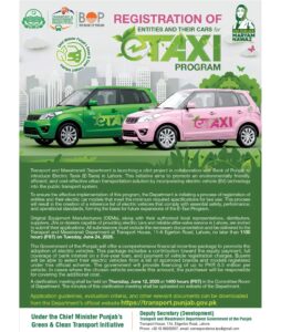 1100 Electric Taxis For Pakistan Punjab Youth